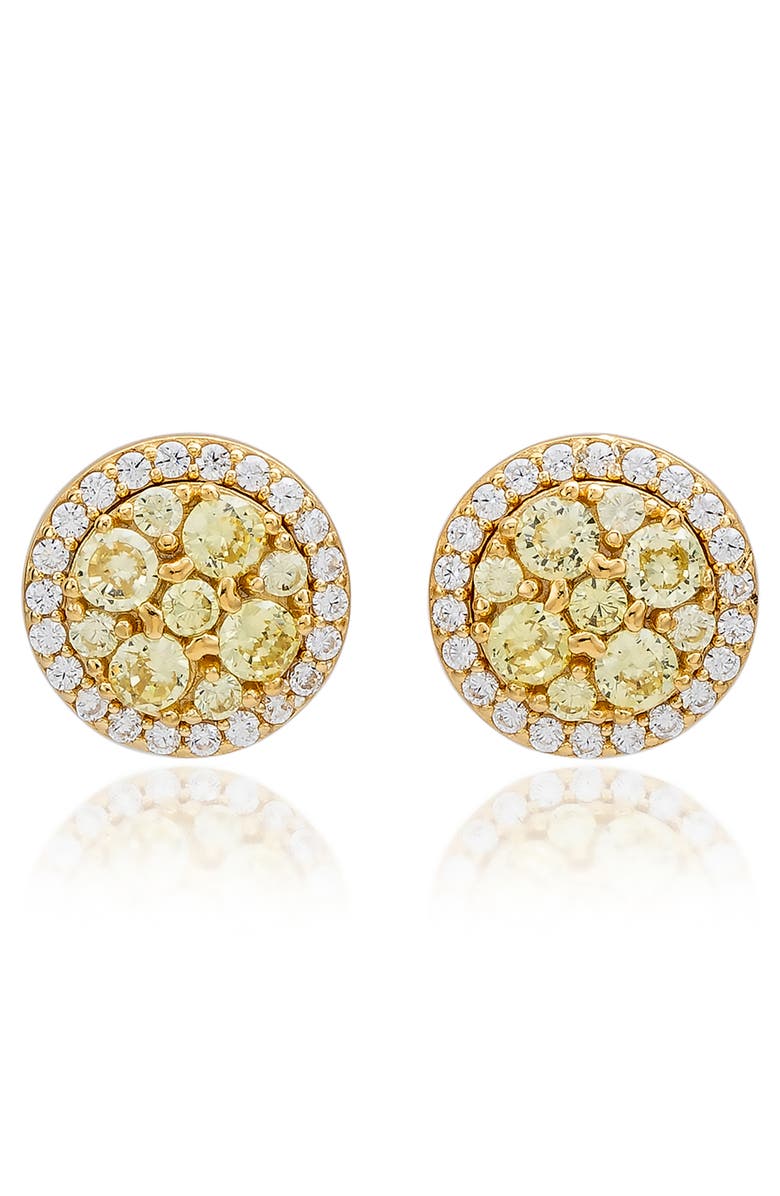 SUZY LEVIAN Cluster Halo Stud Earrings, Main, color, Yellow
