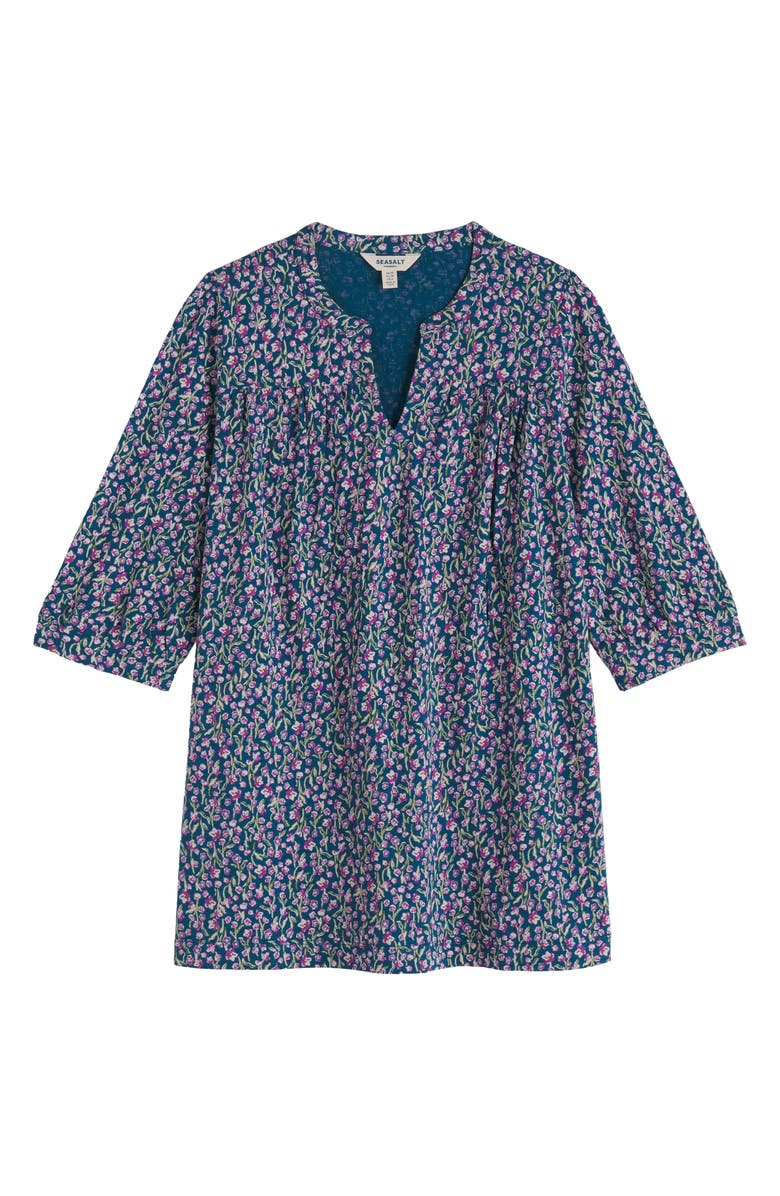 Seasalt Cornwall Sithney Floral Organic Cotton Jersey Tunic, Alternate, color, Flax Flower Bright Orchid