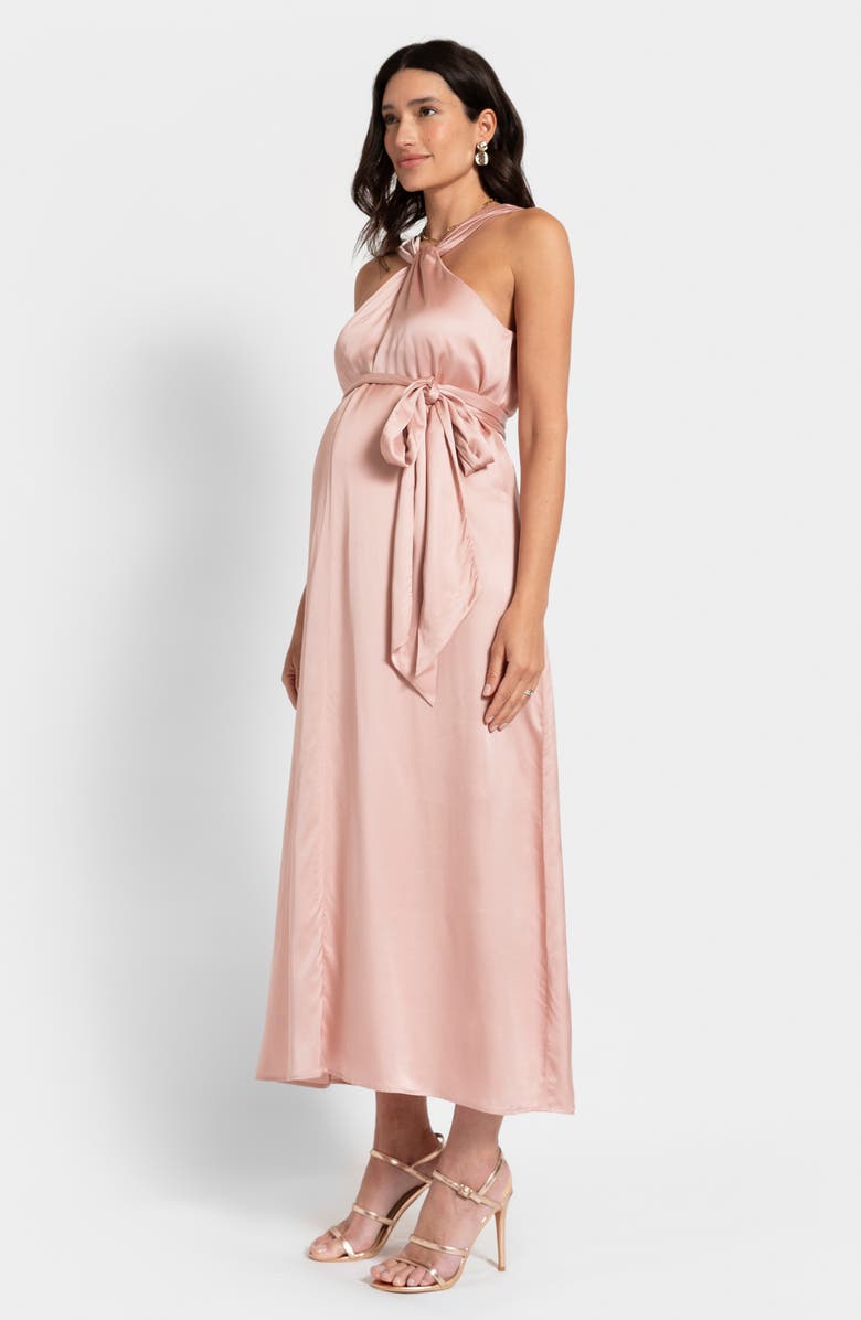 Seraphine Convertible Satin Maternity Maxi Dress, Alternate, color, Blush