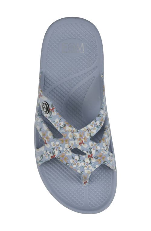 Cliffs By White Mountain Rip Foam Slide Sandal In Light Blue Floral Print