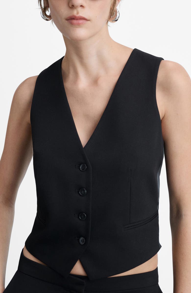 MANGO Stretch Satin Contrast Suit Vest, Main, color, 