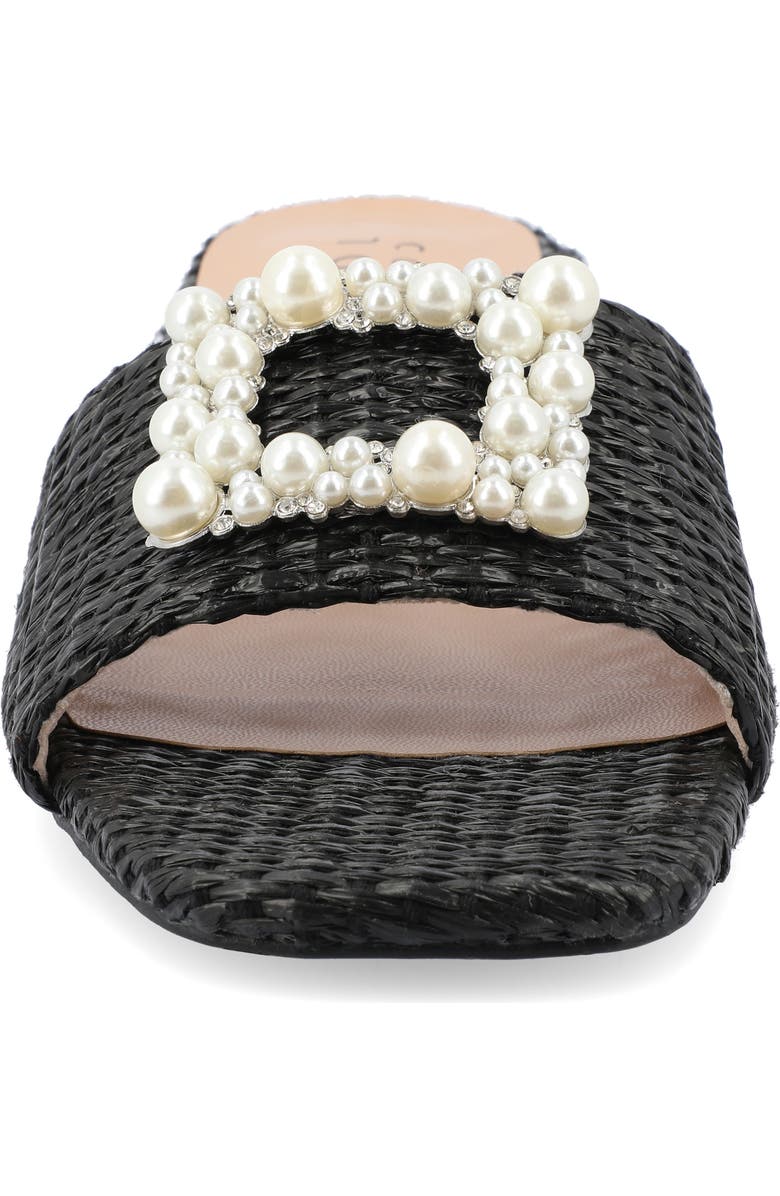 Journee Collection Justina Embellished Raffia Slide Sandal, Alternate, color,