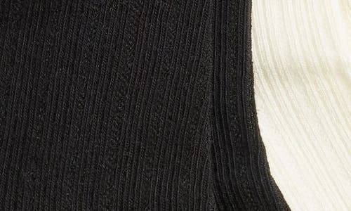Stems 2-pack Textured Stripe Ankle Socks In Black/ivory