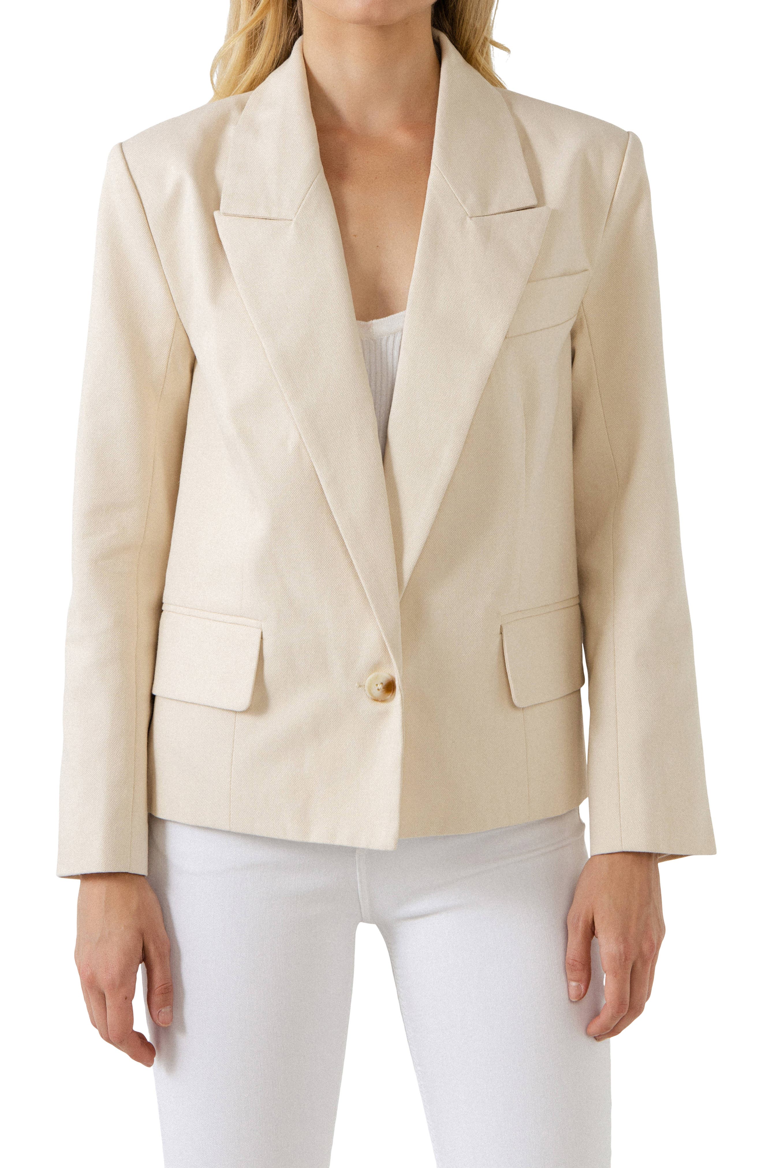 One Button Cotton Blazer