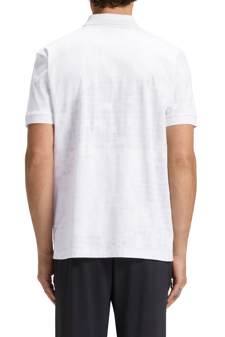 Grid Print Cotton Polo, Alternate, color, WHITE
