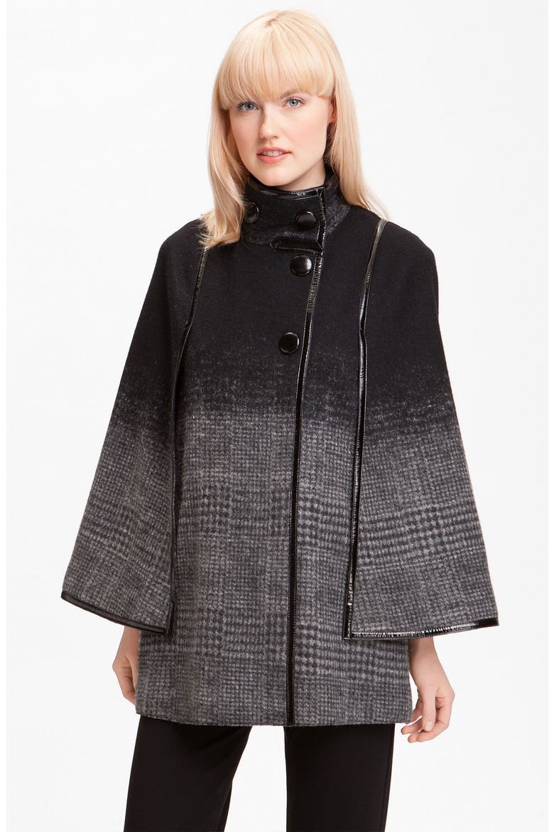 Ombré Plaid Cape, Main, color, BLACK/ GREY