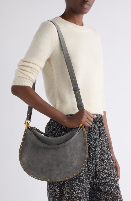 Isabel Marant Oskan Soft Suede Zipped Shoulder Bag In Gray