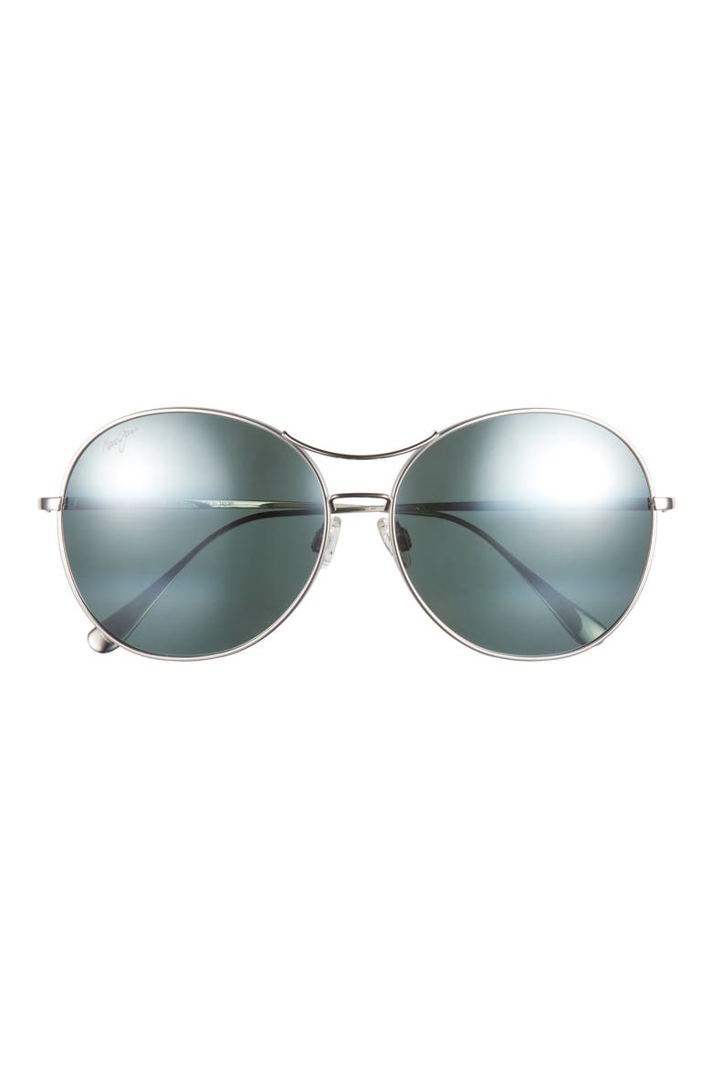 61mm Polarized Oval Sunglasses, Main, color, SILVER SILVER GREY