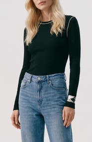 VERO MODA Kara Contrast Piping Long Sleeve Sweater Top