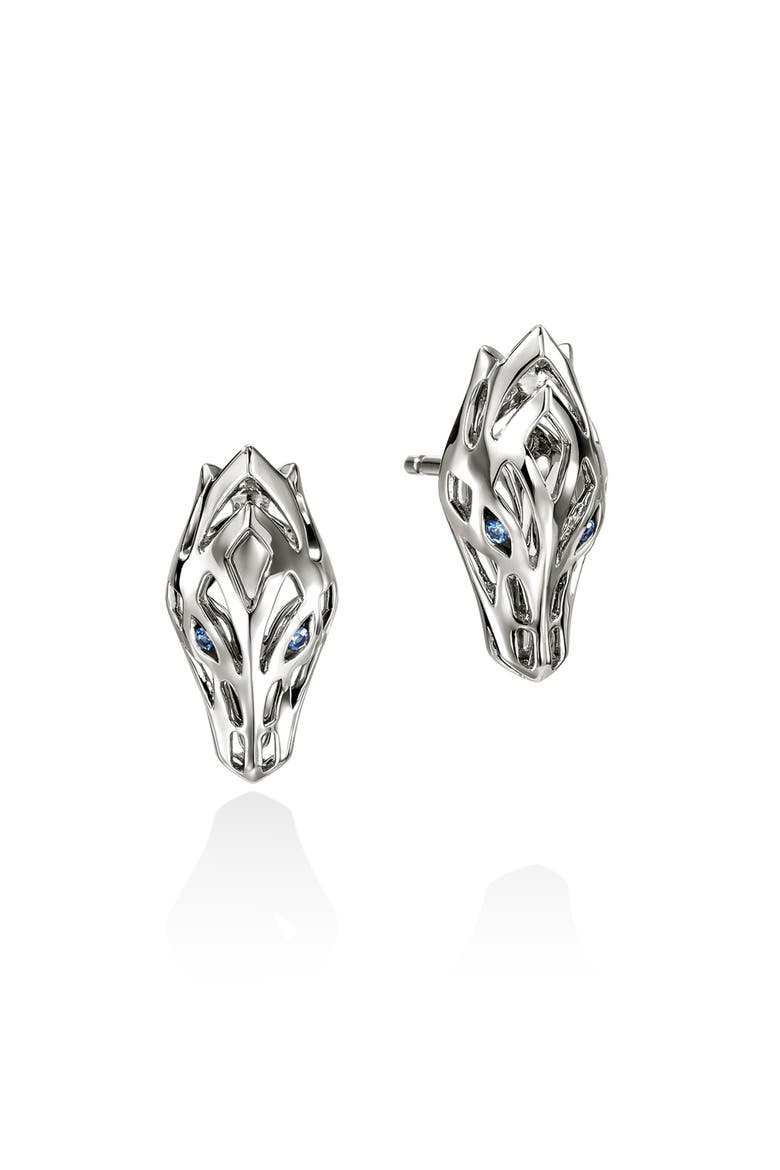 Naga Stud Earrings in Sterling Silver, Main, color, SILVER