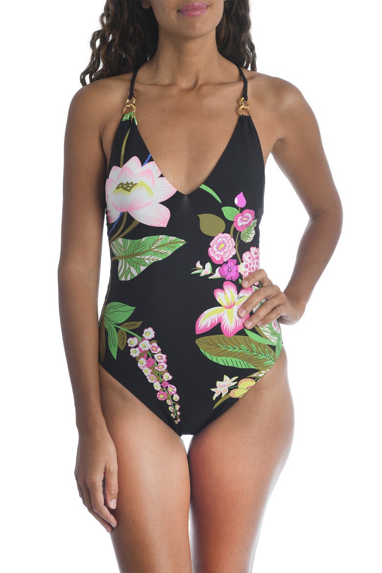 Moonlit Lotus One-Piece Swimsuit, Main, color, MULTI
