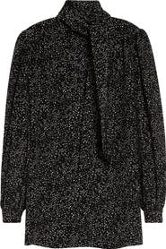 Valentino Garavani Starry Long Sleeve Silk Minidress