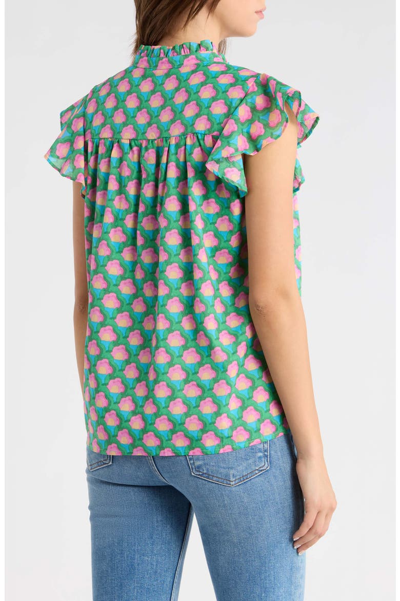 Cindi Cotton Ruffle Top, Alternate, color, GREEN PINK