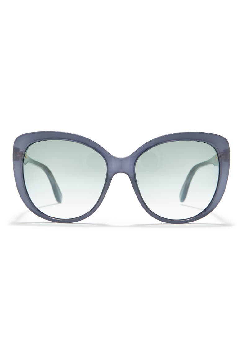 57mm Gradient Cat Eye Sunglasses, Main, color, BLUE GREEN