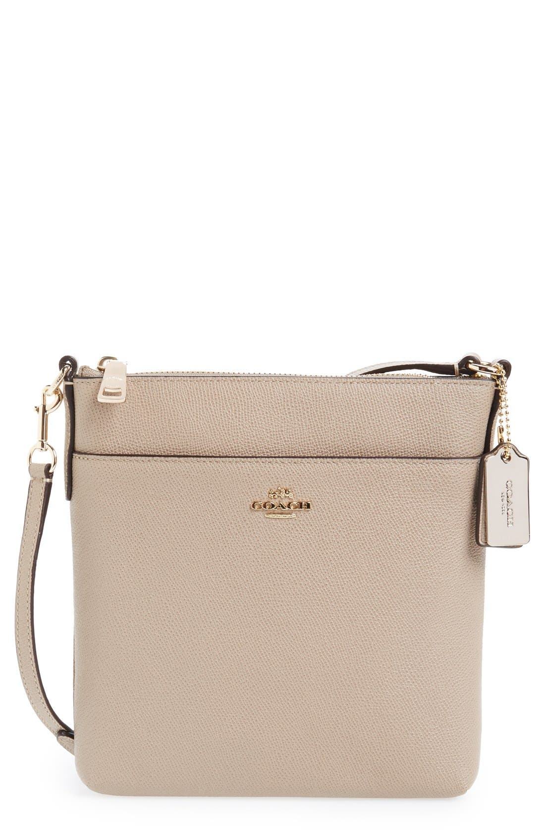 Leather Crossbody Bag, Main, color, STONE