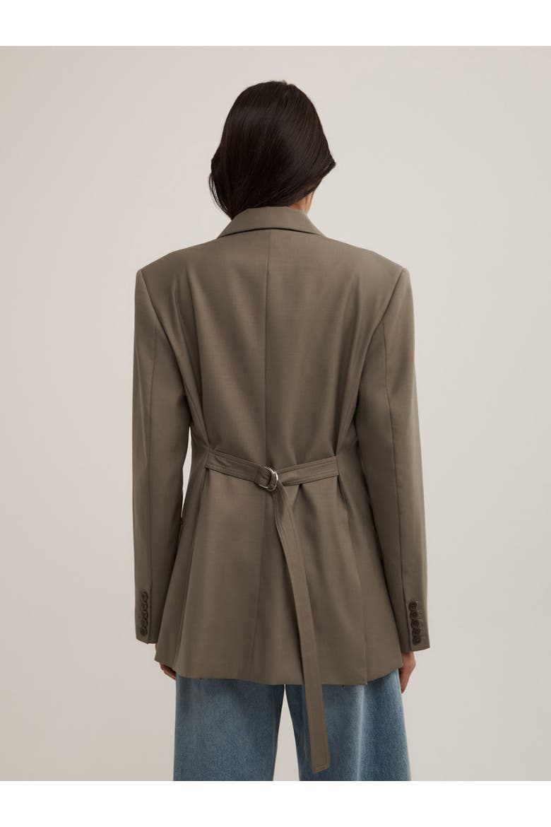 Tab Detail Longline Blazer, Alternate, color, Khaki