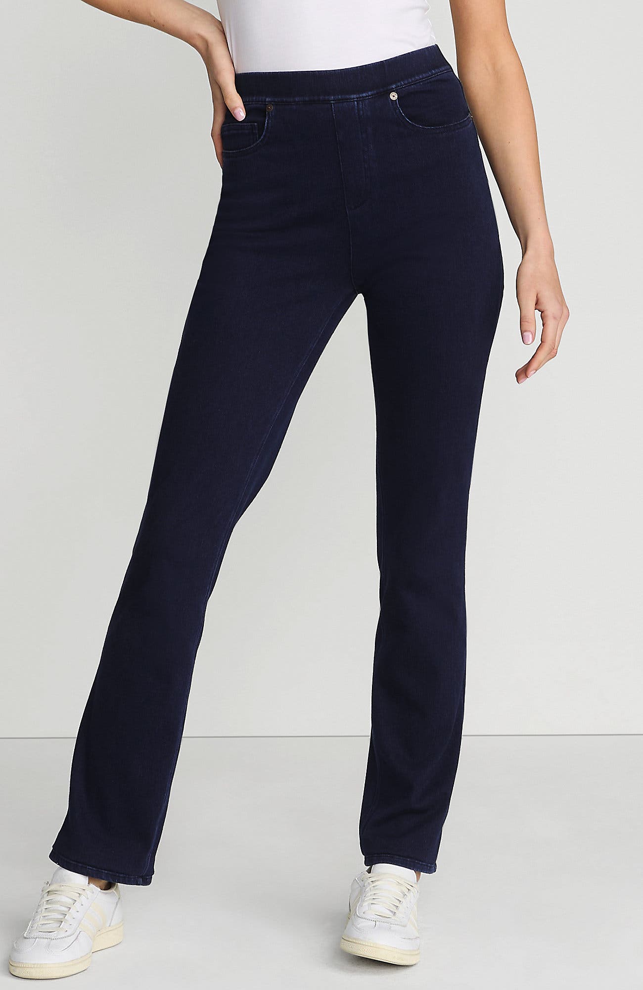 Lands' End Starfish High Rise Knit Denim Straight Jeans In Blue