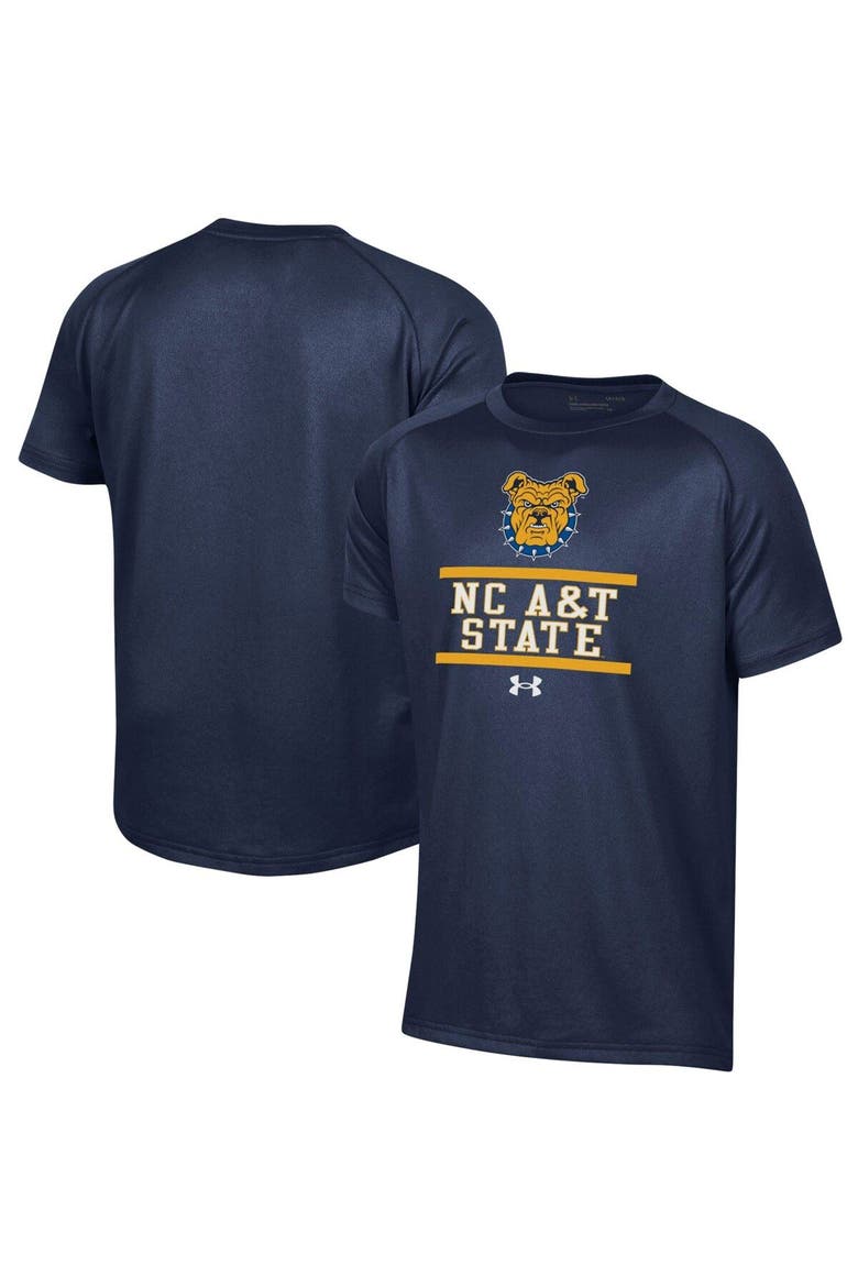 Youth Under Armour Navy North Carolina A&T Aggies Primary Logo Tech Raglan Performance T-Shirt, Main, color, Navy