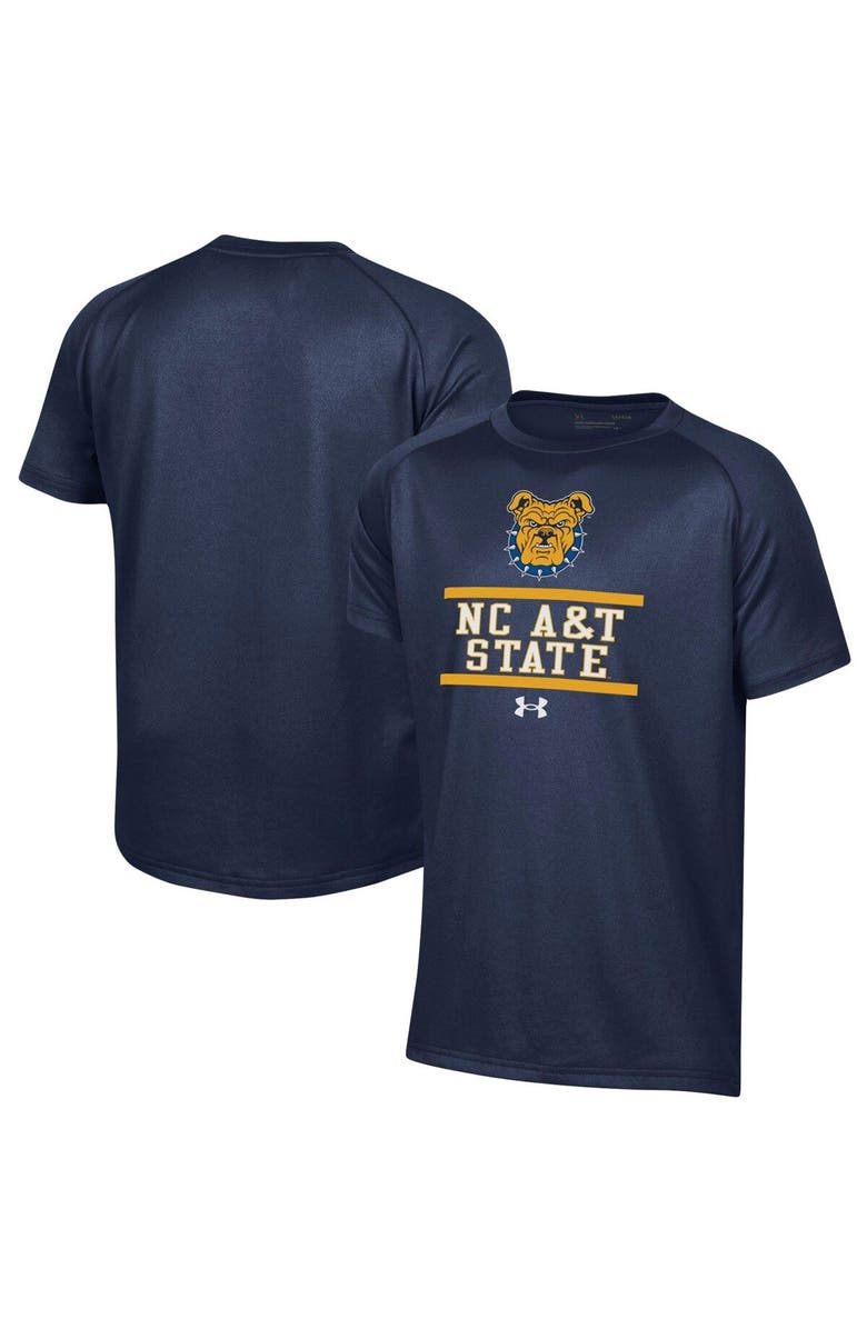 Under Armour Youth Under Armour Navy North Carolina A&T Aggies Primary Logo Tech Raglan Performance T-Shirt, Main, color,