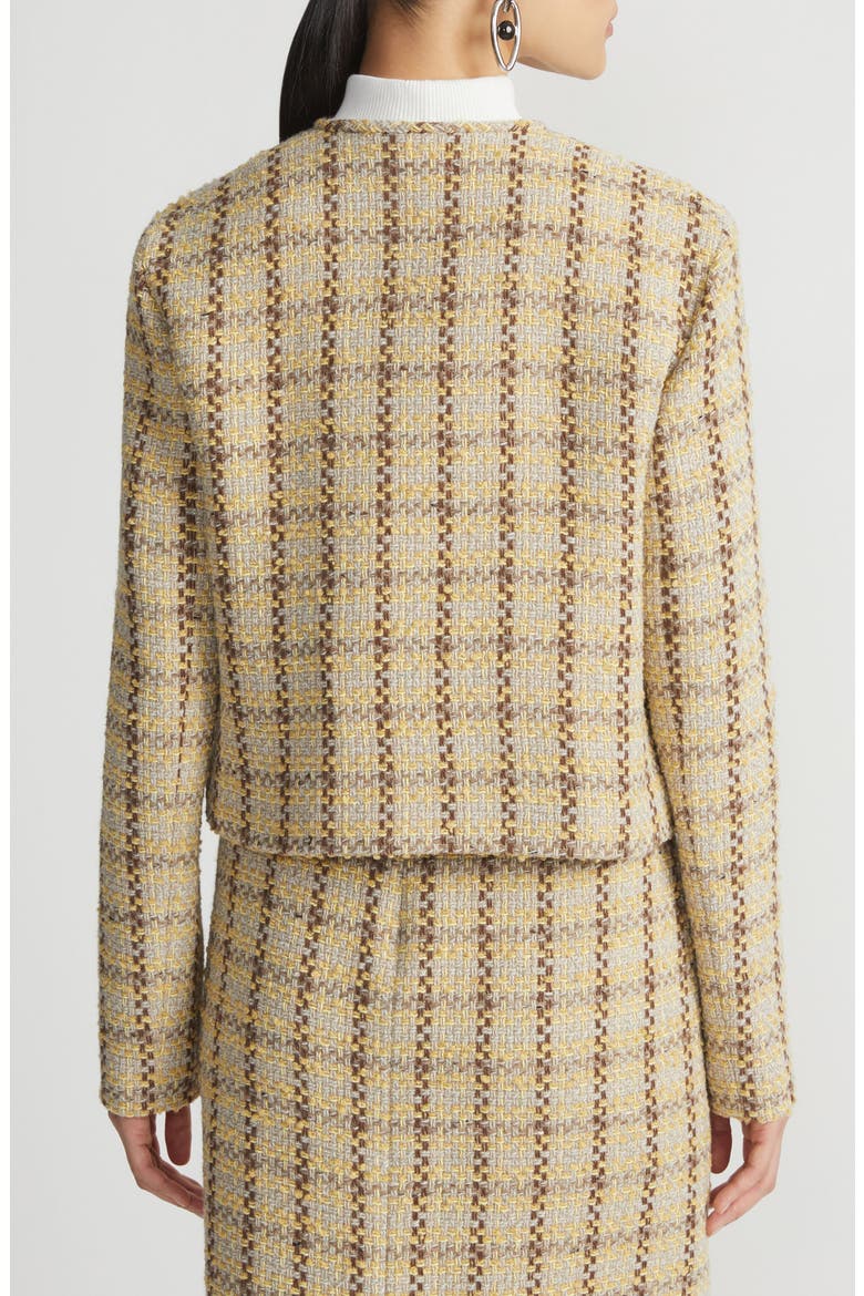 Check Insulated Wool Blend Jacket, Alternate, color, CANARY YELLOW MULTI