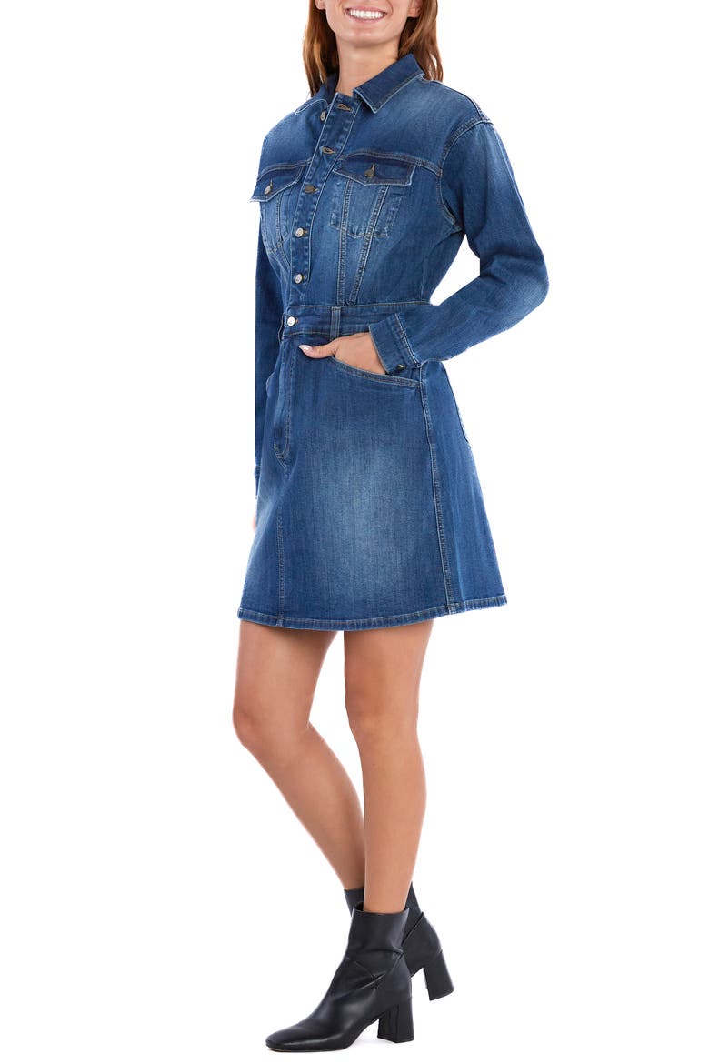 Riley Long Sleeve Denim Minidress, Alternate, color, SIDE BLUE
