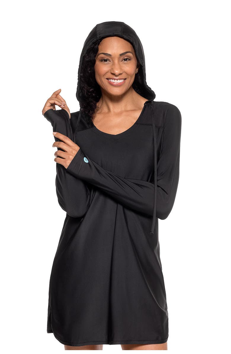 Coolibar Seacoast Hooded Cover-Up Dress, UPF 50+ Sun Protection, Alternate, color, Black