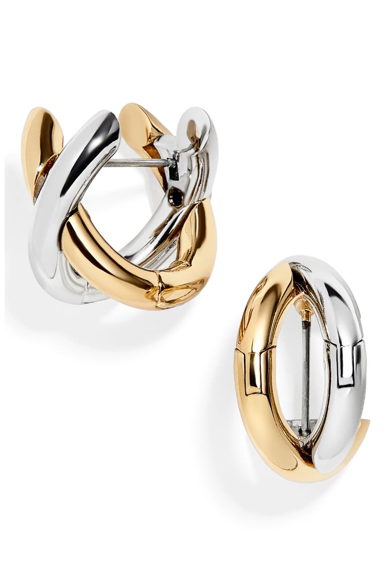 Aiko X-Hoop Earrings, Main, color, GOLD/ SILVER