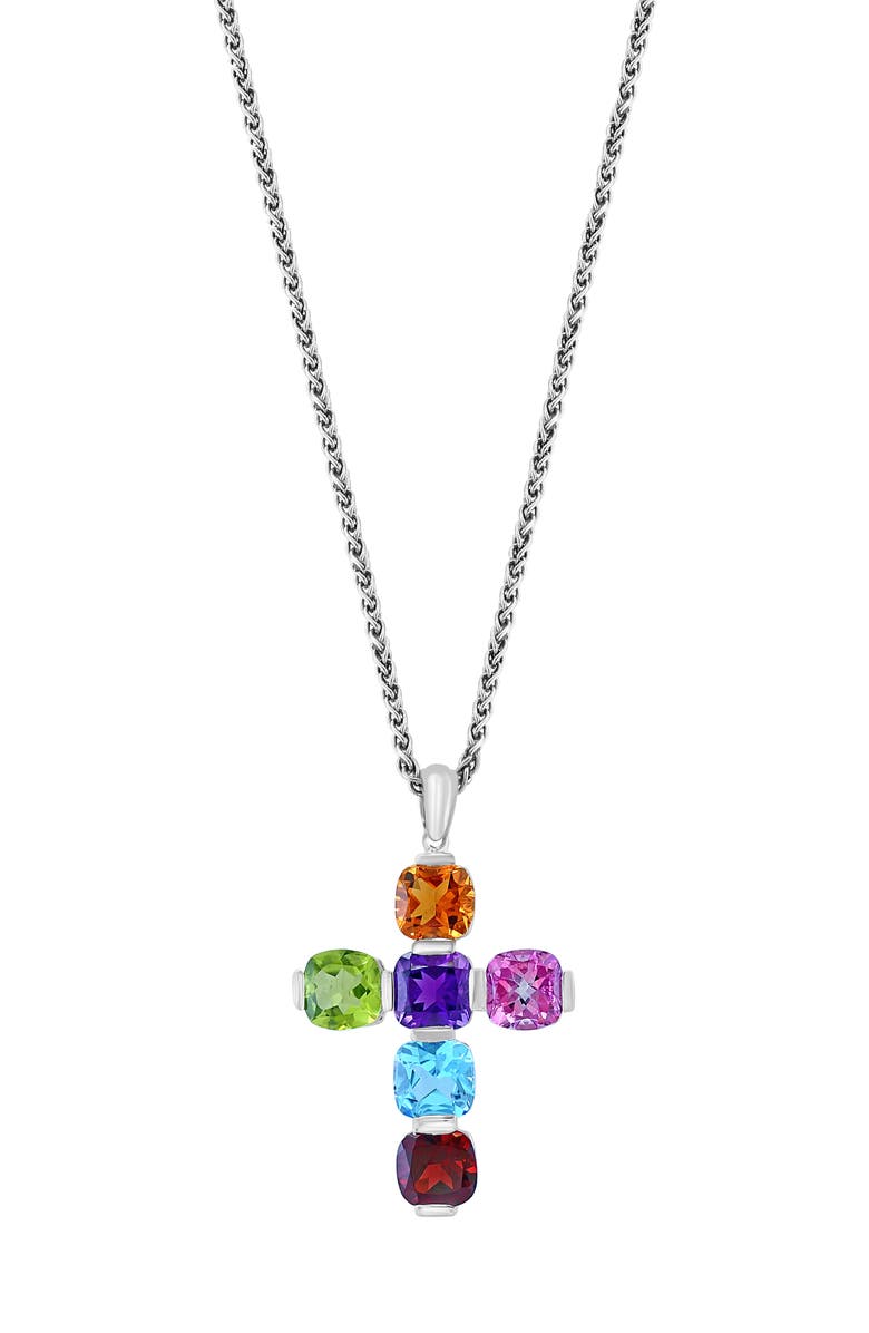 EFFY Sterling Silver Cross Pendant Necklace, Main, color,