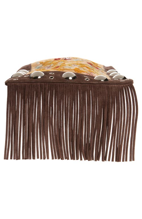 Valentino Garavani Small Nellcote Fringe Stud Embroidered Crossbody Bag In Brown/black