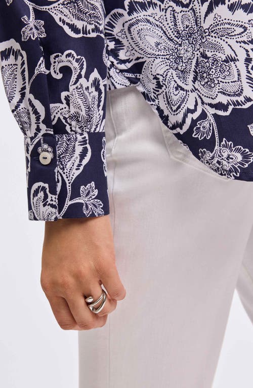 Foxcroft Meghan Floral Print Cotton Button-up Shirt