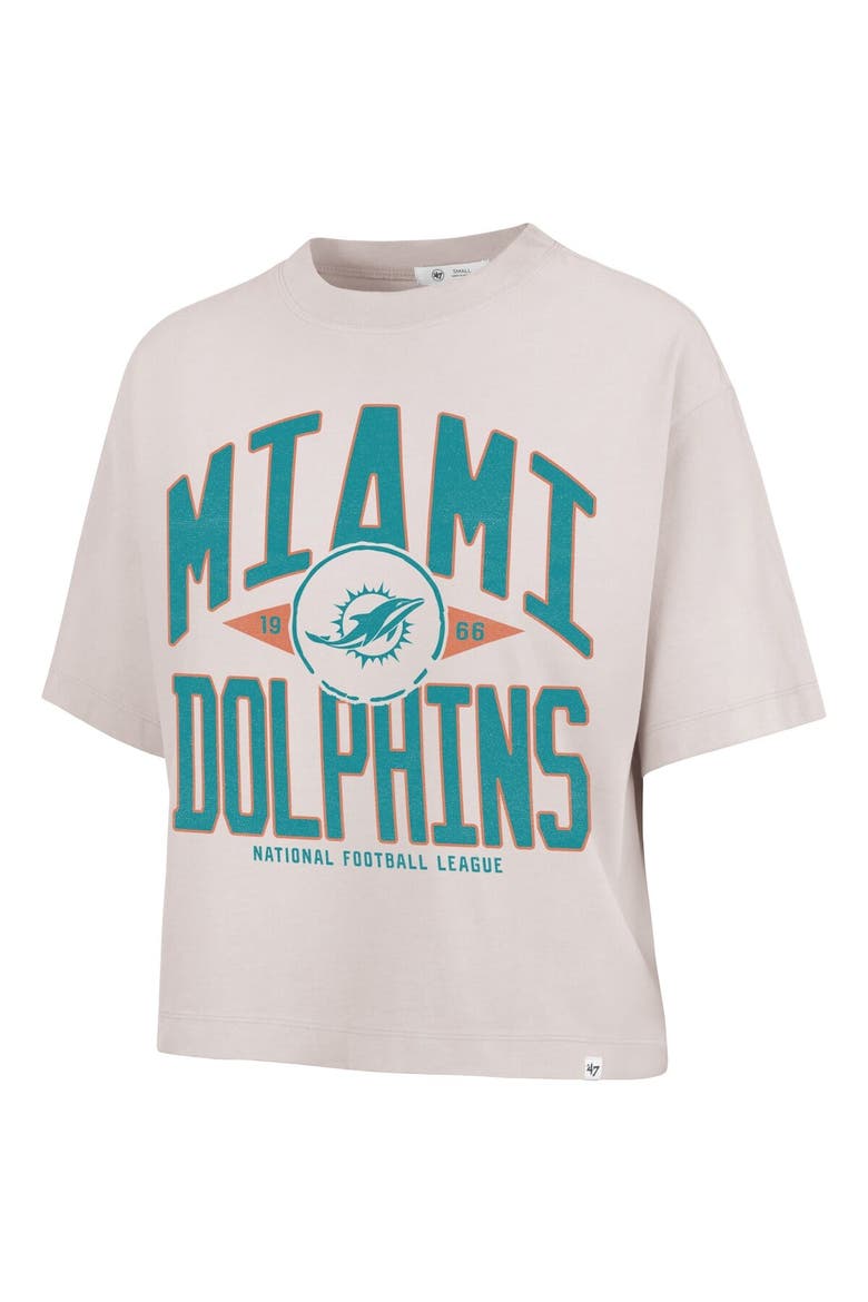 Women's '47 Natural Miami Dolphins Cropped Windthrow Ravine T-Shirt, Alternate, color, Natural