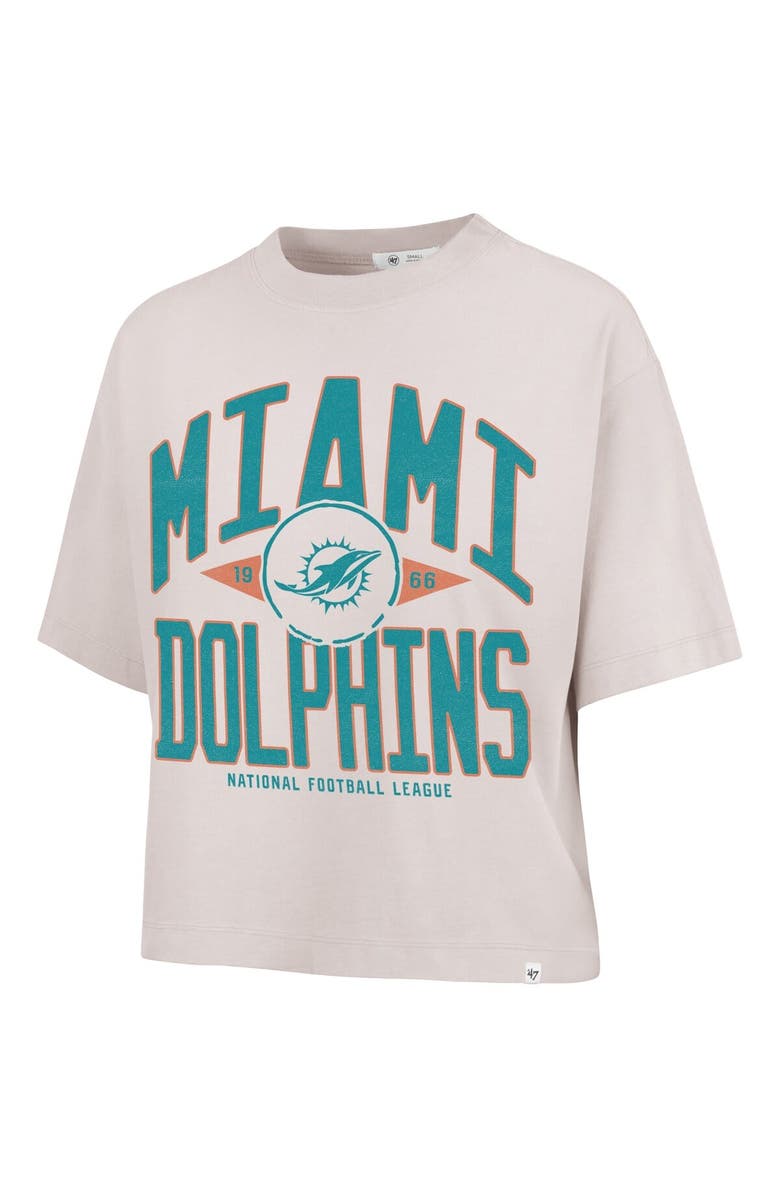 '47 Women's '47 Natural Miami Dolphins Cropped Windthrow Ravine T-Shirt, Alternate, color, Natural