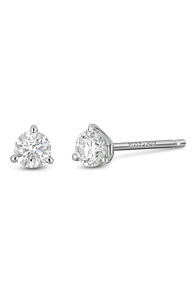 18K Gold Round Cut Diamond Stud Earrings - 2.50ct.–4ct., Main, color, 18k White Gold