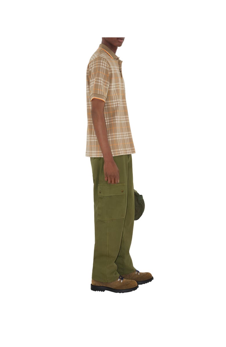 Burberry Check Cotton Polo Shirt, Alternate, color, Broom Brown