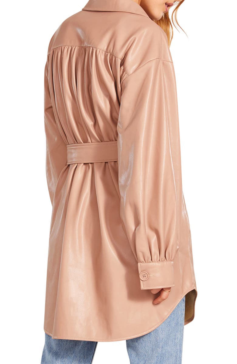 BB Dakota by Steve Madden Faux Leather Belted Shirt Jacket, Alternate, color, 