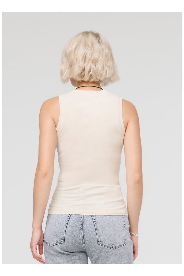 Ribbed Pima High Neck Tank, Alternate, color, Ecru
