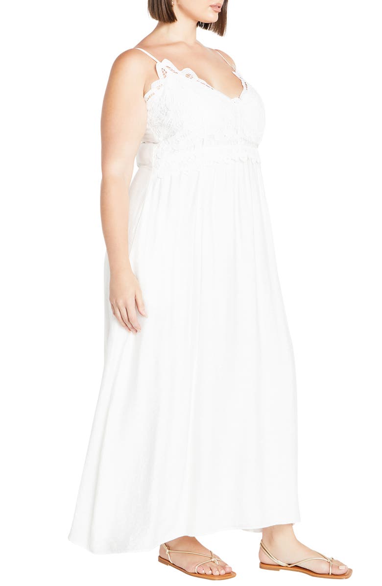 City Chic Martina Lace Trim Dress, Alternate, color, Ivory