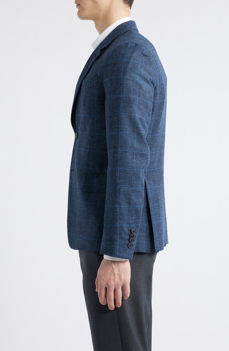 Paul Smith London Tailored Fit Windowpane Check Wool & Cotton Blend Sport Coat, Alternate, color, Navy