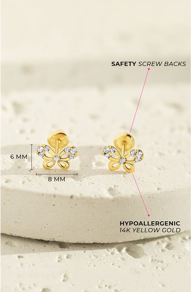 In Season Jewelry 14k Jeweled Flutering Butterfly Earrings, Alternate, color, Gold