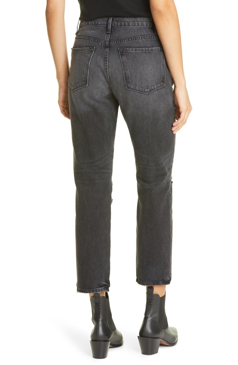 FRAME Le Sylvie Ripped High Waist Straight Leg Jeans, Alternate, color,