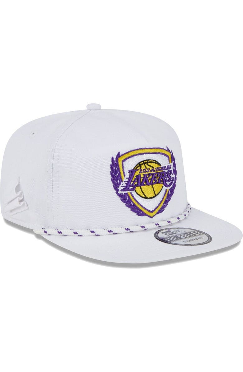 New Era Men's New Era White Los Angeles Lakers The Golfer Crest Snapback Hat, Alternate, color,