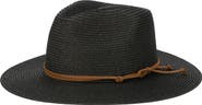 San Diego Hat Faux Suede Detail Woven Straw Fedora