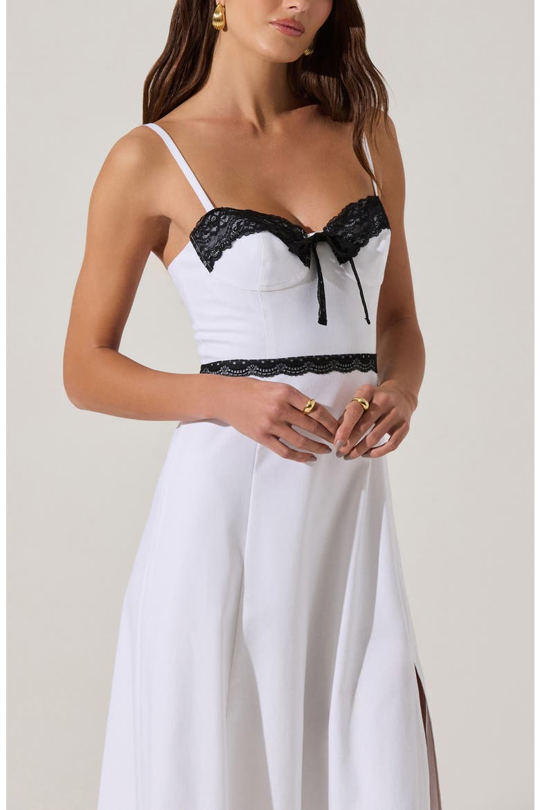 Lace Contrast Bustier Dress, Alternate, color, WHITE