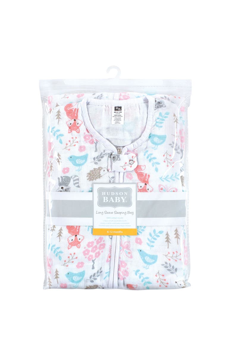 Hudson Baby Soft Muslin Long-Sleeve Sleep Swaddle, Alternate, color, Woodland Fox