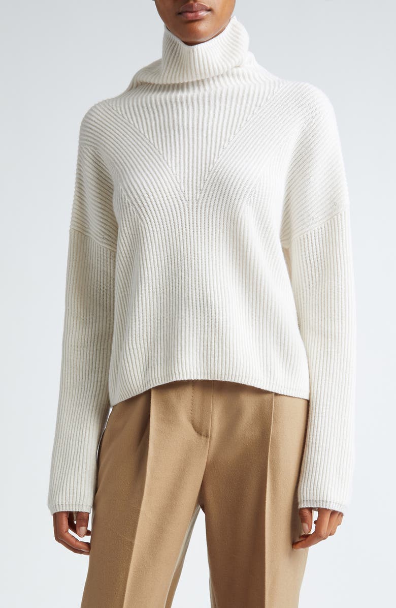 Max Mara Studio Golia Wool & Cashmere Rib Turtleneck Sweater, Main, color, 