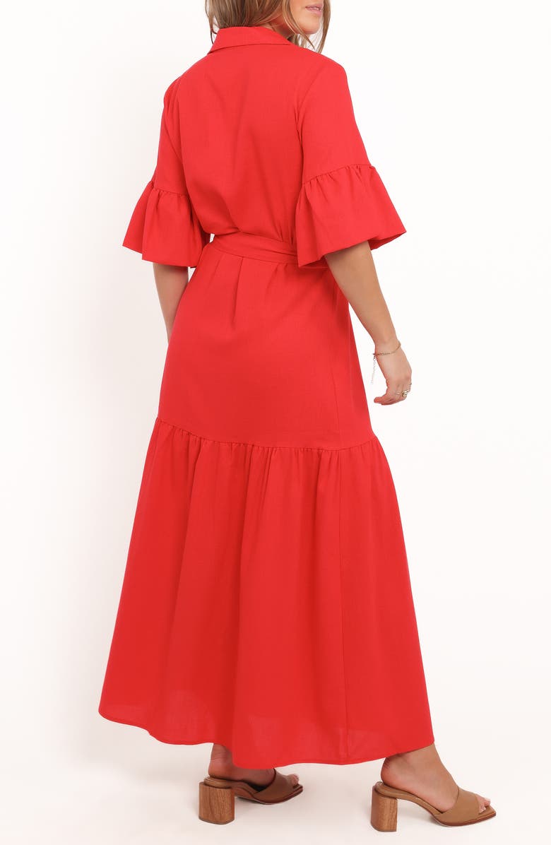 Petal & Pup Kirrily Tie Waist Shirtdress, Alternate, color, Red