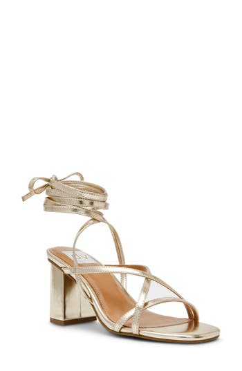 Dolce Vita Dv By Haze Ankle Tie Black Heel Sandal In Gold