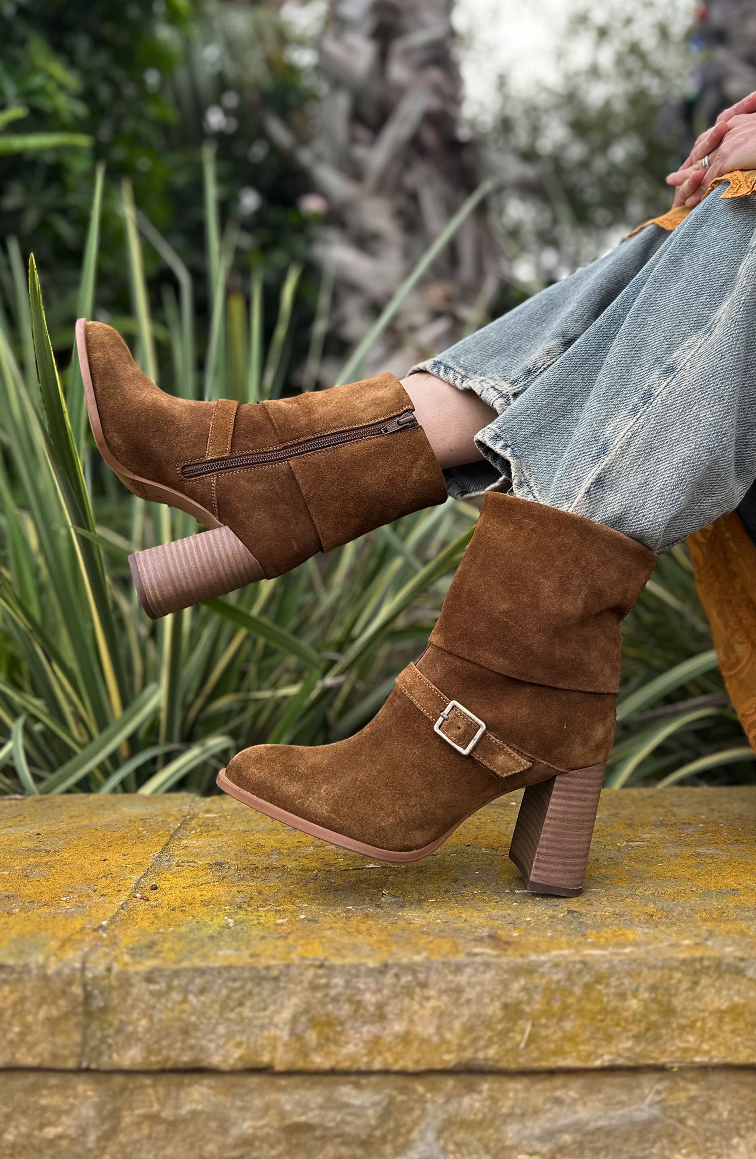 Pleaser Suede Bootie, Alternate, color, BROWN