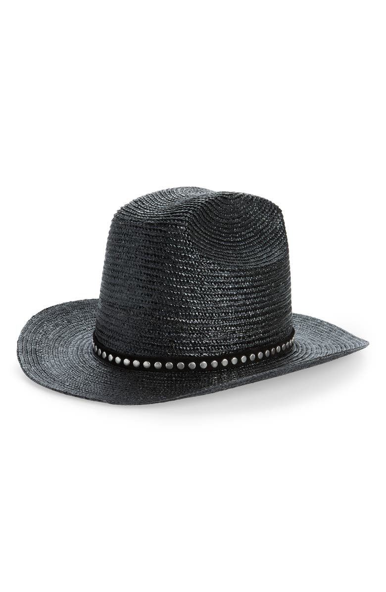 Saint Laurent Studded Cowboy Straw Hat, Main, color,