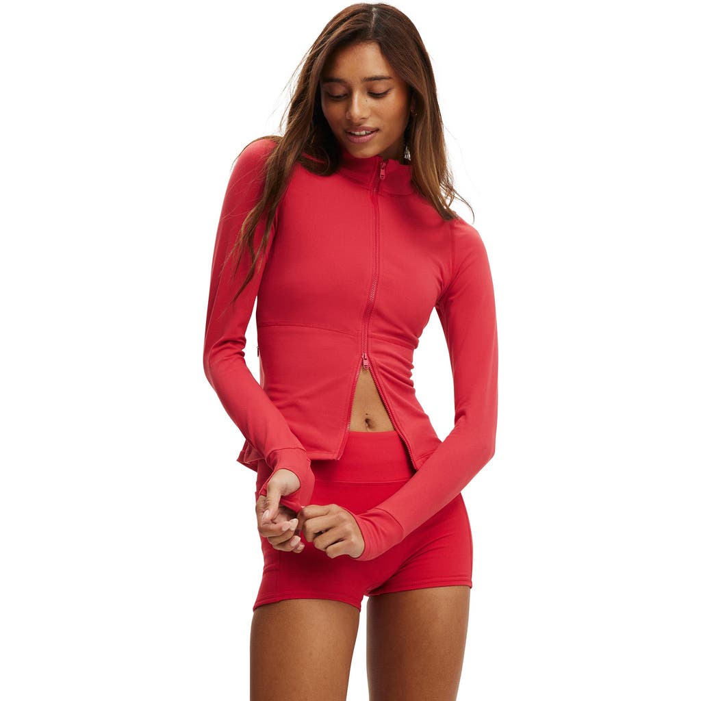 Cotton On Body Active Core Zip Through Long Sleeve In Red